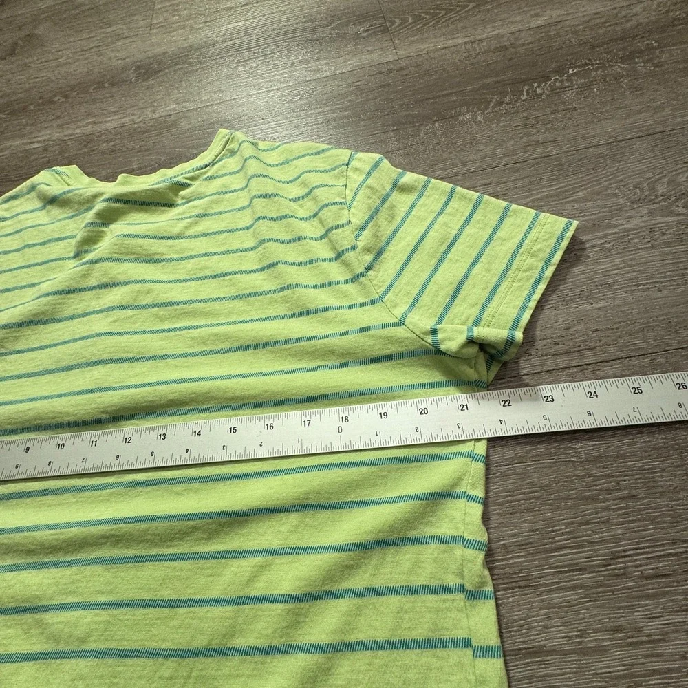 Banana Republic Shirt Mens Large Green Blue Henley Stripe Soft Wash Casual Adult